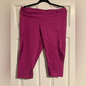 Pink/purple Cropped Lolë Leggings with Mesh Detail